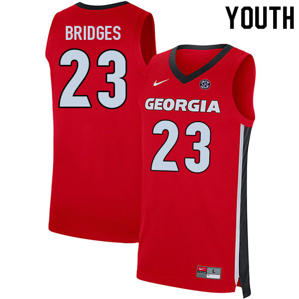 Youth #23 Braelen Bridges Georgia Bulldogs College Basketball Jerseys Sale-Red - Click Image to Close